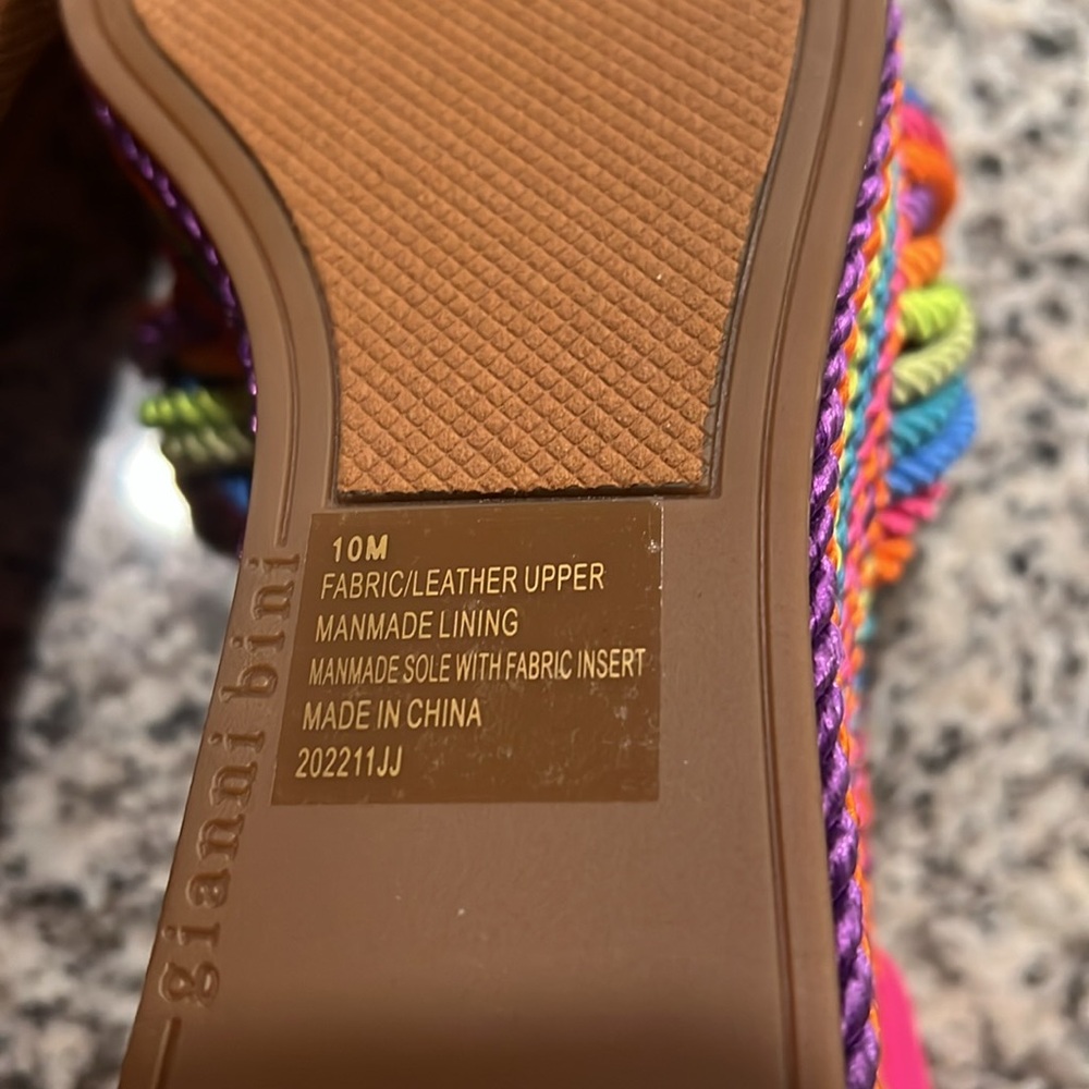 Gianni Bini Leena Rainbow Platform Cord Knot Wedge Sandals - Picture 8 of 9